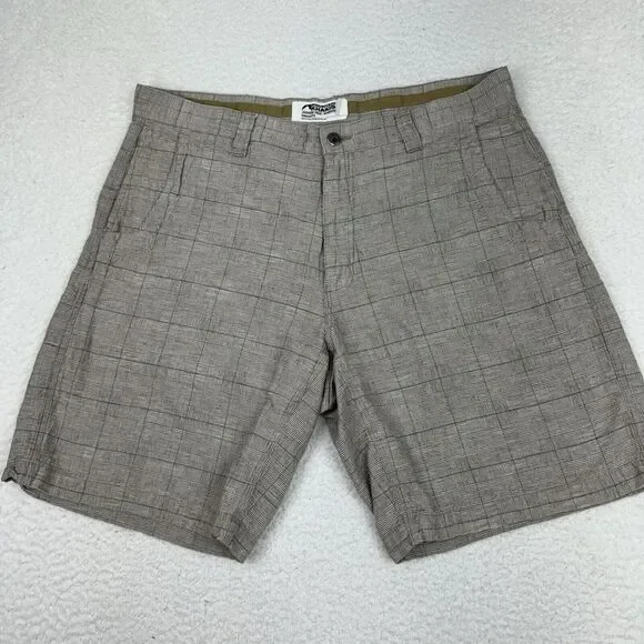 Mountain Khakis Boardwalk Shorts Mens 38 Plaid Windowpane Cotton Linen Blend 10