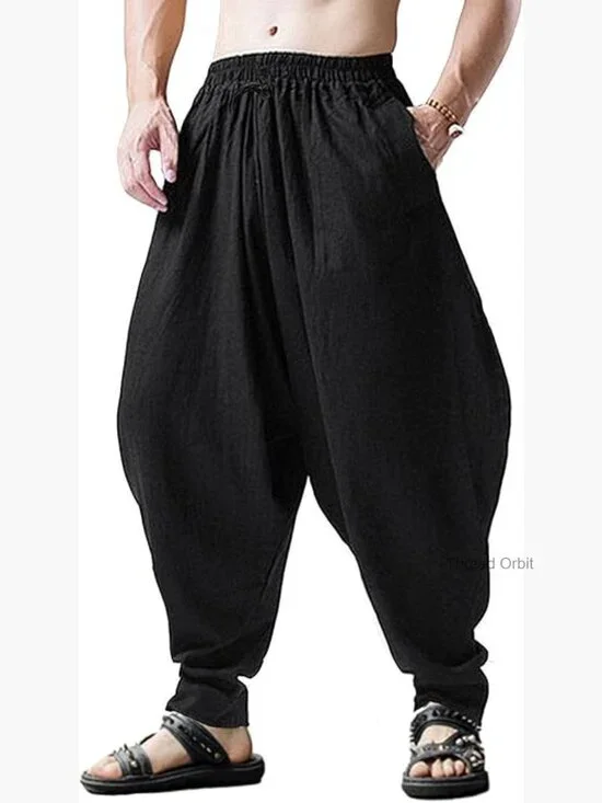 Men's Drawstring Harem Pants Loose Drop Crotch Casual Trousers