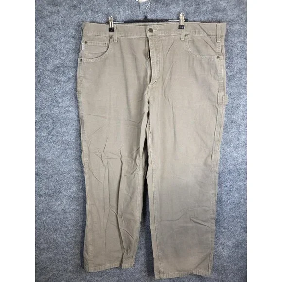 Carhartt Pants Mens 42x30 Khaki Loose Fit B159 Workwear Carpenter Utility Cotton