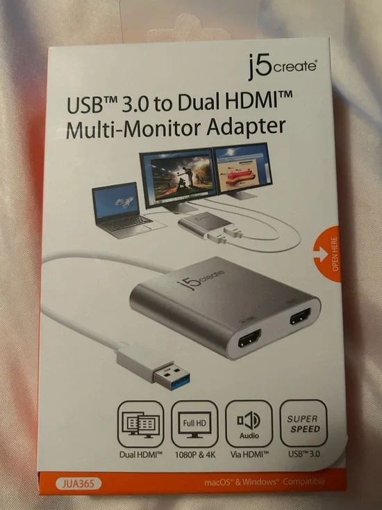 USB 3.0 to Dual HDMI Adapter — Silver Multi-Monitor Solution