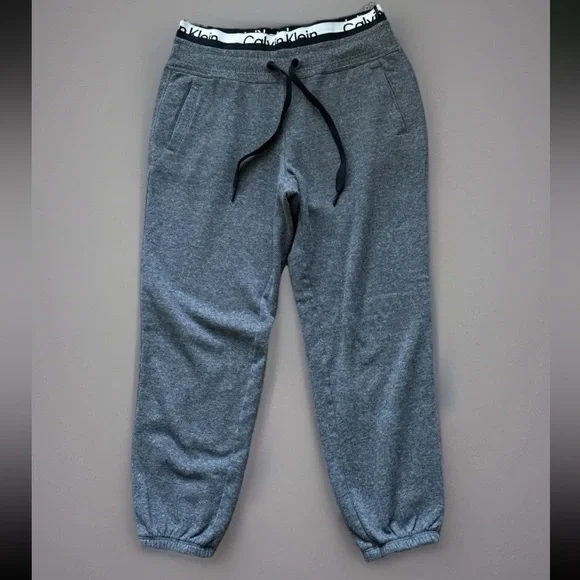 CALVIN KLEIN Sweatpants Mens Medium Gray Visible Waistband Joggers Lounge Pants