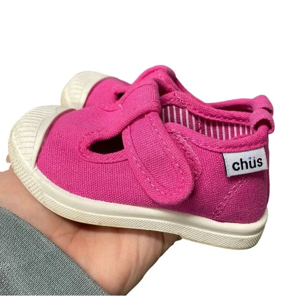 $32 Like New Chus Chris Canvas T-Strap Sneakers Pink EU 21/US 3 Organic Cotton