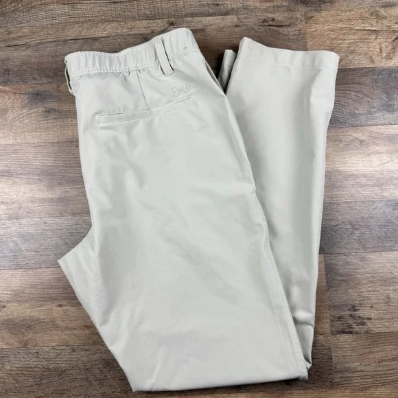 UNDER ARMOUR mens 36x32 PANTS Golf Chino‎ Stretch Grip Waist Khaki