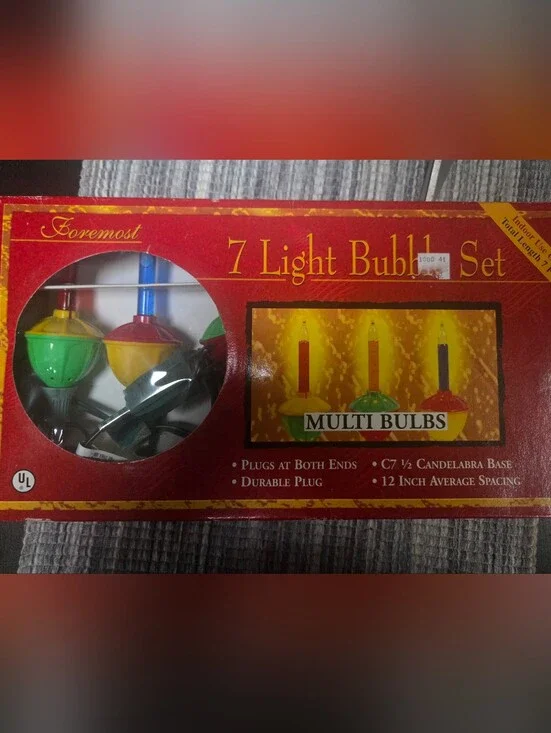Multi Bulb Vintage Style 7-Light Bubble String Lights - Red/Yellow/Green Bin T