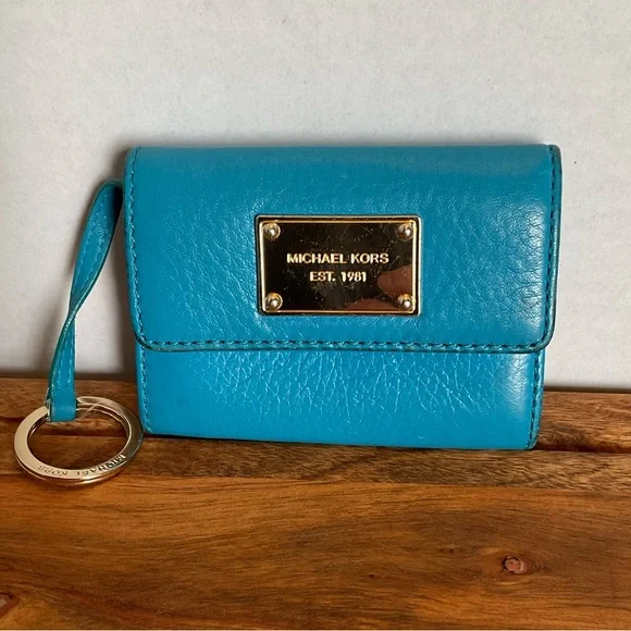 Michael Kors Blue Leather Wallet key chain