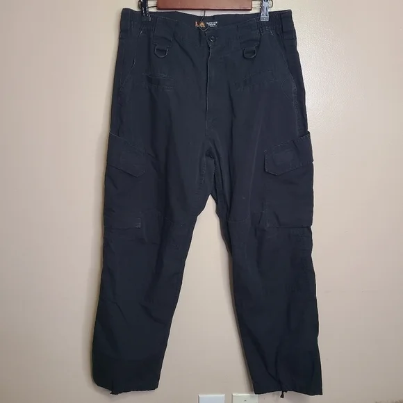 LA Police Gear Men's Elastic Basic Operator Cargo Pants Black