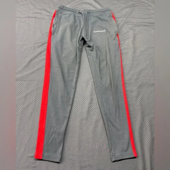Alphalete Men's Joggers 26” Gray with Red Stripe Size S