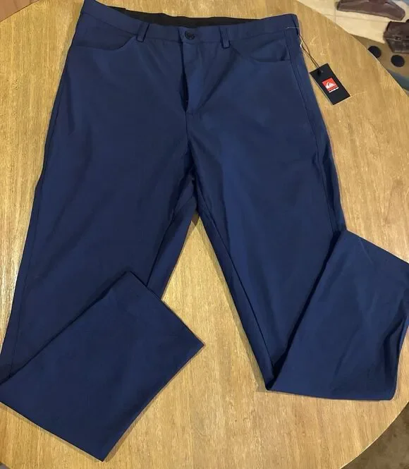 NEW Quiksilver Men's 34 X 32 Slim Fit Expandable Waist Stretch Tech Woven Pant