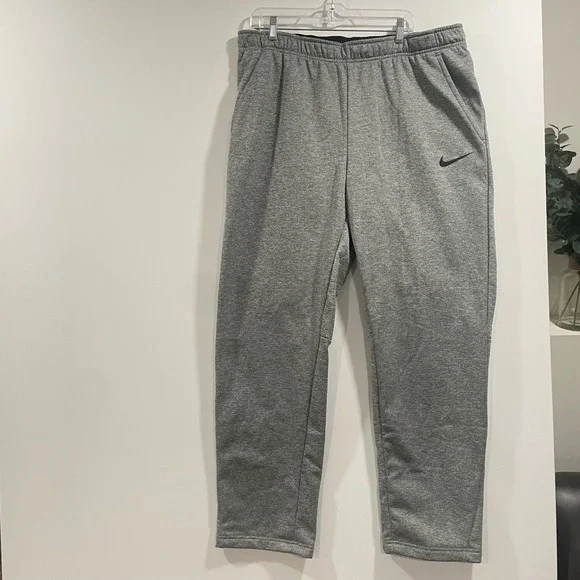 Nike Therma-FIT Mens Open Hem Training Fitness Pants Gray Fleece 2XL 932253 NEW