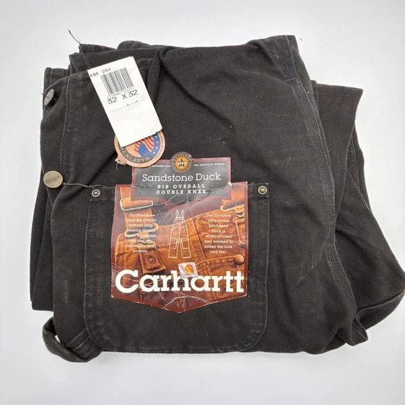 Carhartt Sandstone Bib Overall Double Knee Men 32X32 R06 ONX Onyx Black‎ NWT NOS