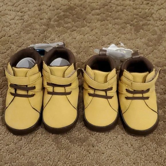 2 pair Stepping Stones Baby Boys Work Boots Booties Sizes 3 & 4 (6-9-12 mo) NWT