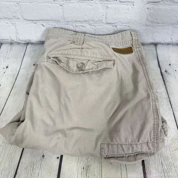 Cabelas Cargo Pants Men 36X32 Beige Hiking Outdoor Work Wear Farm Utility Casual