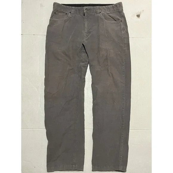 PrAna Corduroy Pants Mens Size 36 X 32 Gray Straight Leg Baggy Skater Outdoor‎