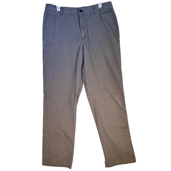 Dickies Pants Mens 33x32 Taupe Work Chino Straight Leg Zip Fly Flat Front