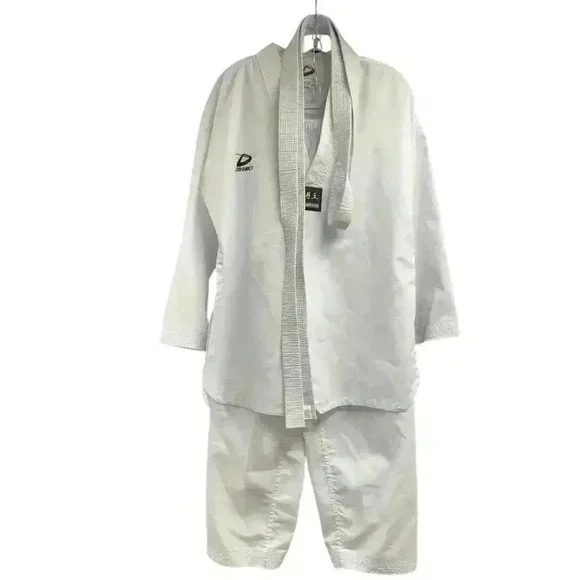 GENESIS TAEKWONDO WHITE V NECK SPLIT HEMLINE TOO W/BELT ELASTIC WAIST PANT 4/180