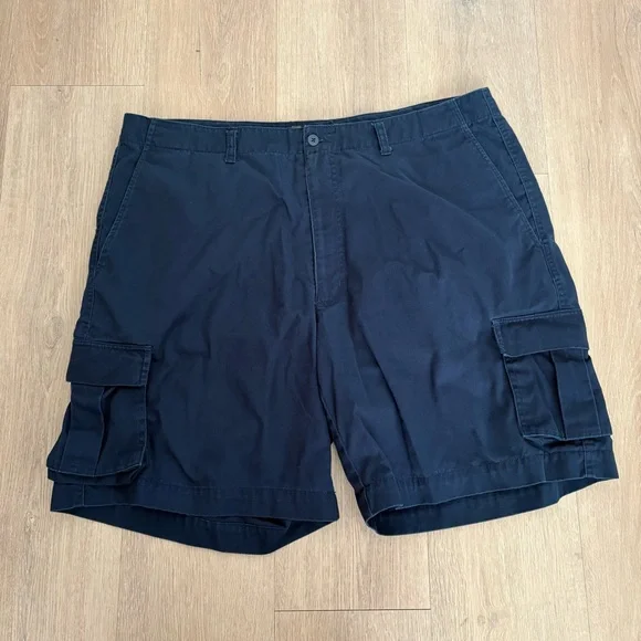Nike Mens Golf Cargo Shorts Size 38 Navy Blue Buttoned Pockets 100% Cotton