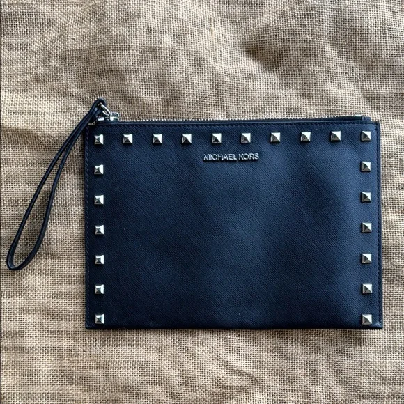 Michael Kors Black Studded Wristlet Wallet Bag