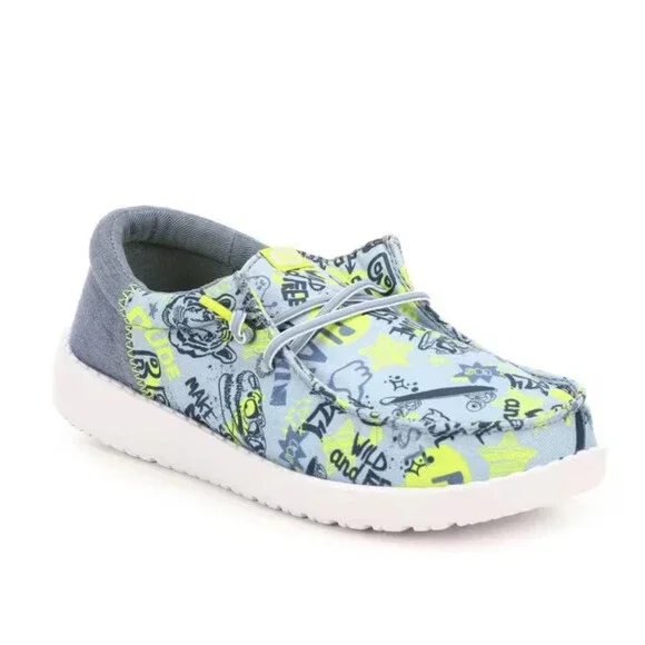 Hey Dude Wally Funk Graffiti Mix 42627-425 Toddler Blue Casual Shoes UWU1041
