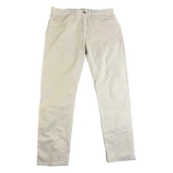 Flint and Tinder 365 Corduroy Slim Fit Pants Mens 34x30 Cream Chinos Trousers
