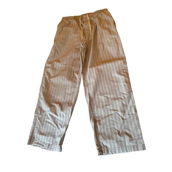 Cremieux Pajama Pants Blue Striped Sleepwear Cotton Drawstring Straight Leg L