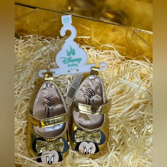 Disney Baby Gold Minnie Mouse Shoes 6-9 months NWT