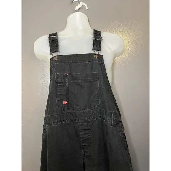Dickies Overalls Mens Large Black Workwear Bib Utility Pockets Construction