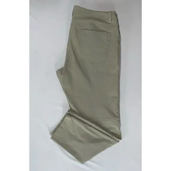 Lululemon LM5971S Flat Front Performance ABC Slim Fit Tech Pants. Olive, 36X29.5