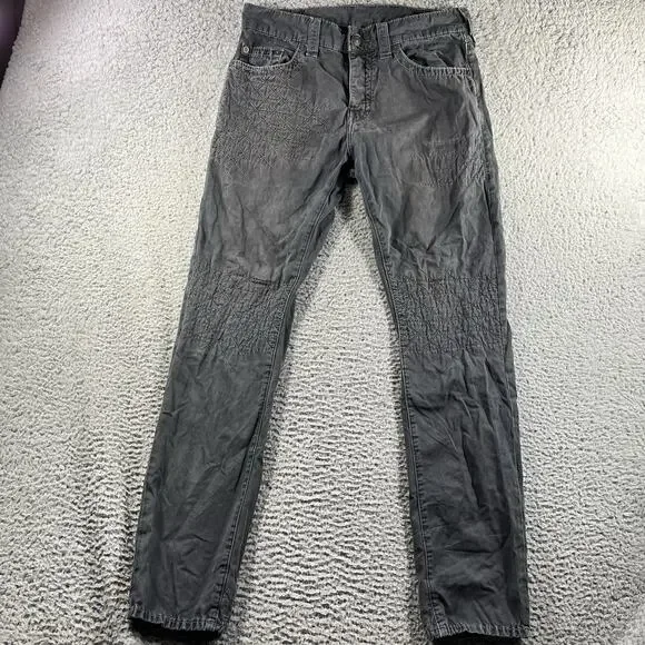 True Religion Dean Slim Relaxed Geo Quilted Pants Grey 32x32 READ