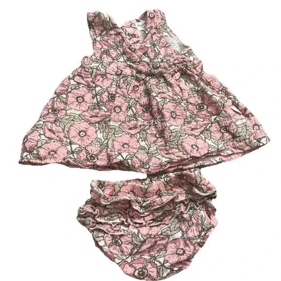 Rabbit And Bear Floral Two Piece Baby Girl Outfit Size 3-6 Months