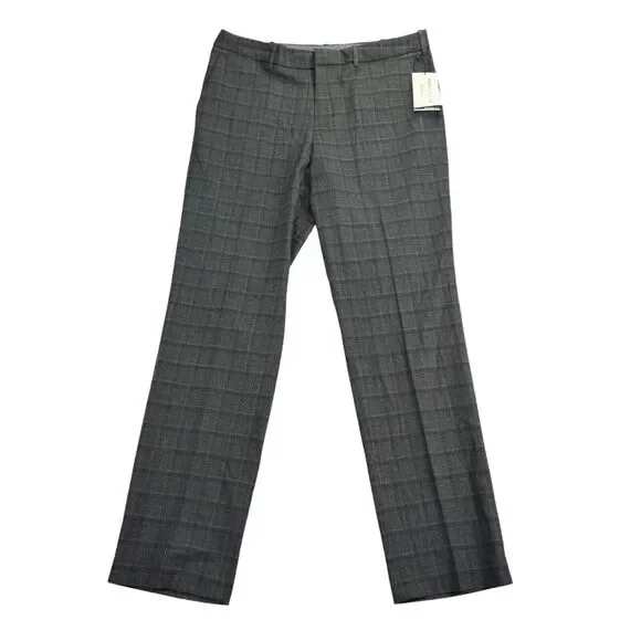 Perry Ellis Mens Modern Fit Stretch Resolution Dress Pants Charcoal Gray 33x32