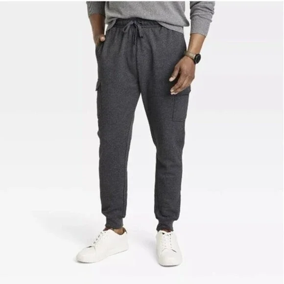 Goodfellow Tapered Fleece Cargo Jogger Pants Gray