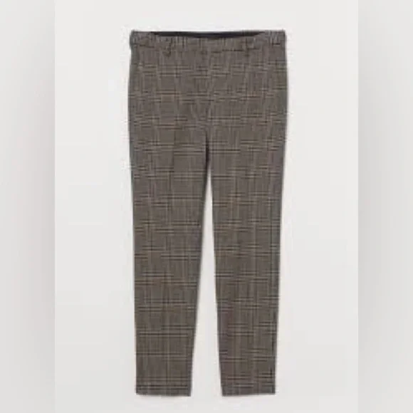H&M Men’s Skinny Fit Glen Plaid Dress Pants Brown Tan Size 33 Business Casual