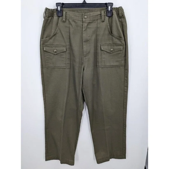 Vtg Boy Scouts of America Cargo Pants Men's 36 x 28, Green 6 Pocket Elastic