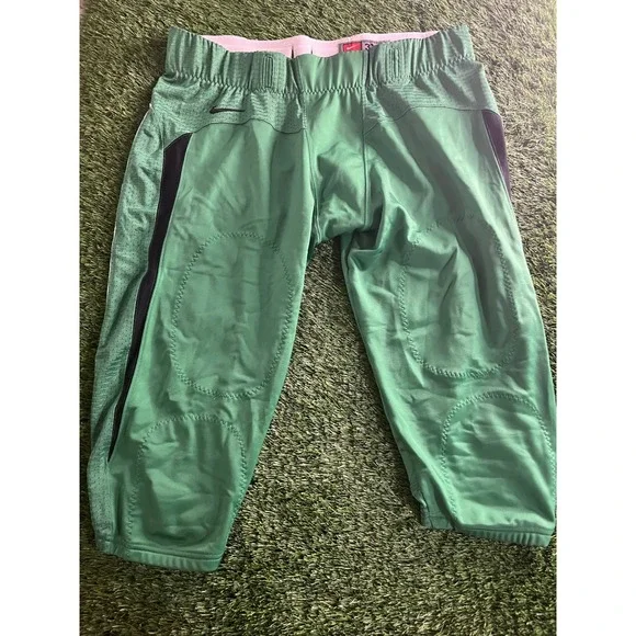 Nike Mens Football Pants 3XL Green White Padded 3/4 Length Integrated Pads