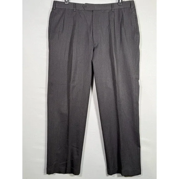 Brooks‎ Brothers 36x27 Gray 100% Wool Madison Flat Front Men's Pants Dressy Soft