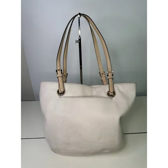 Michael Kors White Pebbled Leather Tote Hand Bag