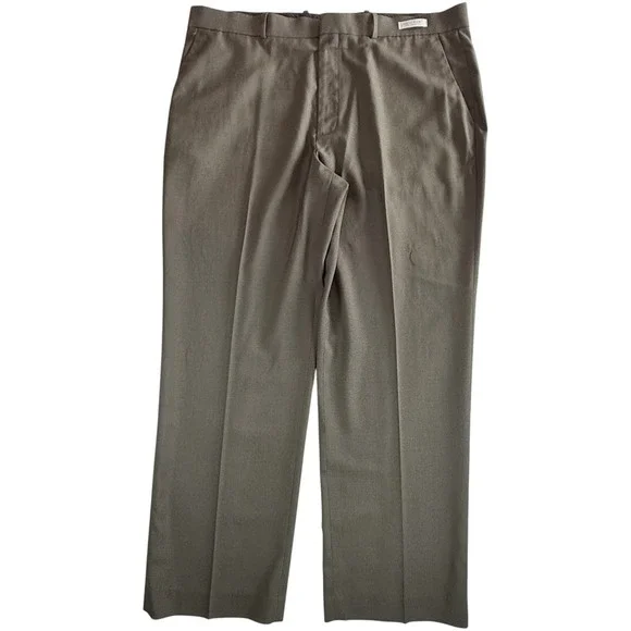 Perry Ellis Portfolio Dress Pants Men 38x29 Brown Folio-Flex Classic Fit