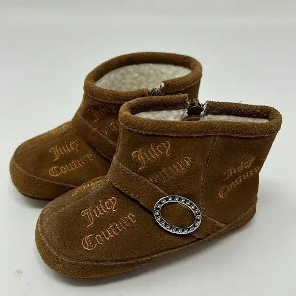 Juicy Couture Infant Girls Brown Suede Slipper/ Moccasin Size 4