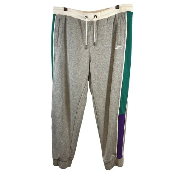 WESC Mens Medium Joggers, Track Pants‎ Green Purple Side Stripe Y2K Retro 90s