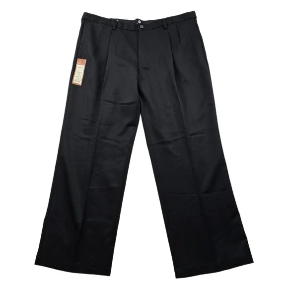 Haggar Cool 18‎ Dress Pants Mens 42x30 Black Pleated Performance Golf NEW
