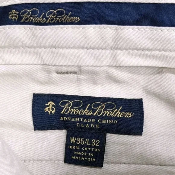 Brooks Brothers Advantage Chino Clark Pants 35x32 Beige Tan