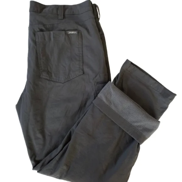 Eddie Bauer Gray Fleece Lined Tech Pants Sz 36×30 Hiking Outdoor Trails Granola