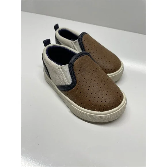 OshKosh B'gosh Brown & Beige Austin‎ Color Block Slip-On Sneaker Toddler Size 3