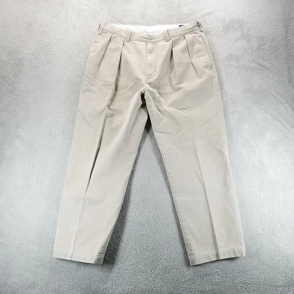 Polo Ralph Lauren Pants‎ Mens 36x30 Beige Pleated Chino Classic Baggy Trousers