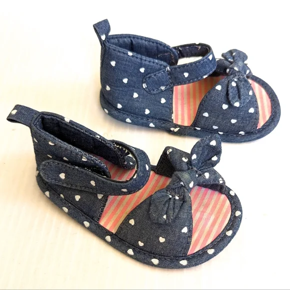 CARTER'S baby girl chambray heart print sandals