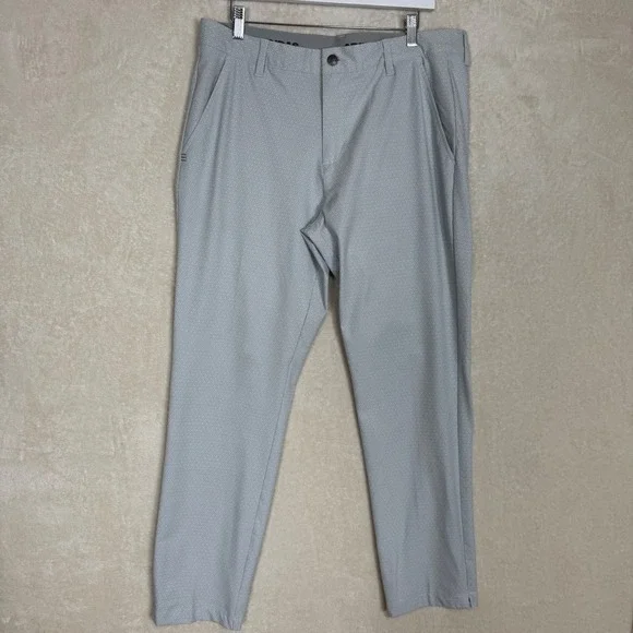 Adidas Mens Golf Pants Light Gray Geometric‎ Print Performance Stretch 34x32