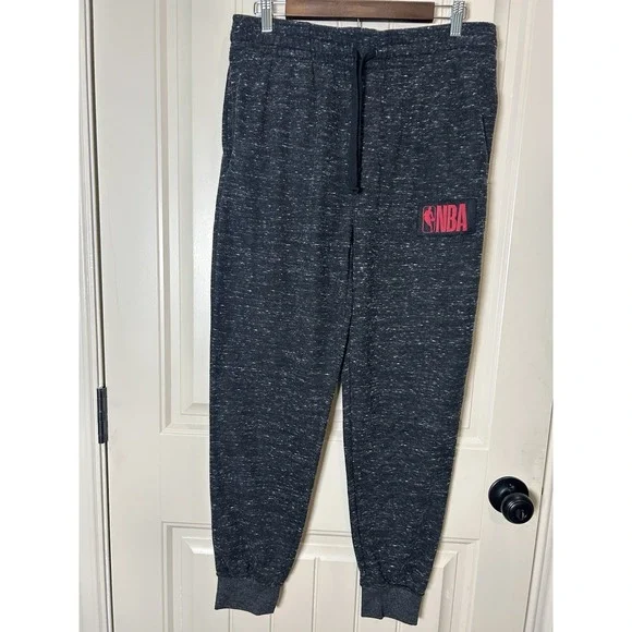 NBA Men's Joggers Sweatpants Sz L Dark Gray Sports Drawstrings Athleisure Wear
