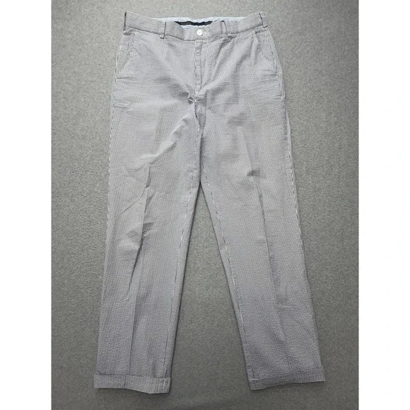 Brooks Brothers Pants Mens 36x34 Blue Stripe Seersucker Dress Clark Cuffed