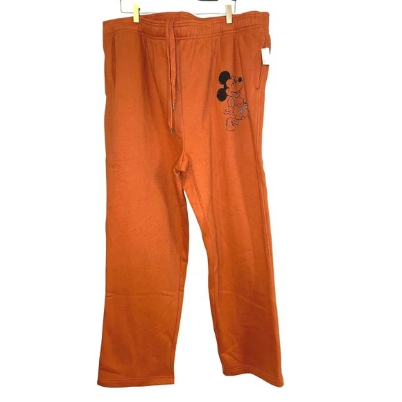 NEW‎ Disney Amazon Essentials Mickey Mouse Sweatpants Orange 3XL Athleisure