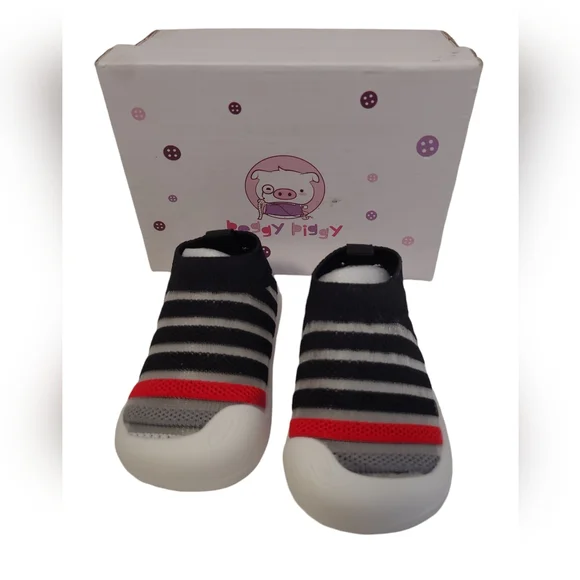 Baby Shoes Boy Girl Infant Striped Sneakers Non Slip First Walkers 9-12 Months